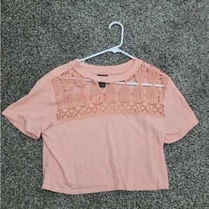Pink Lace Detail Crop Top